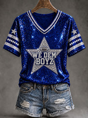 Women's Cowboys Football Fans Lovers Gameday Casual Short-Sleeved T-Shirt