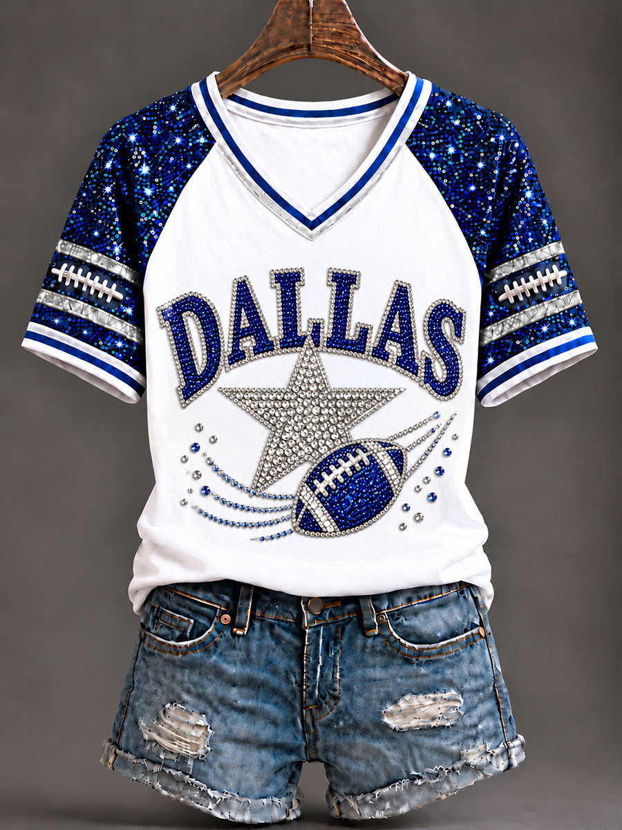 Women's Cowboys Football Fans Lovers Gameday Casual Short-Sleeved T-Shirt