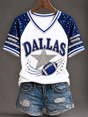 Women's Cowboys Football Fans Lovers Gameday Casual Short-Sleeved T-Shirt