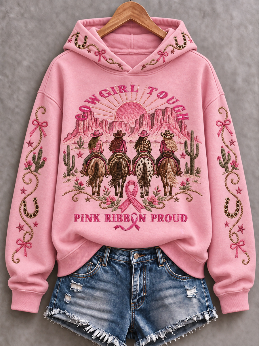Women's Western-style breast cancer Printed Regular Sweatshirt