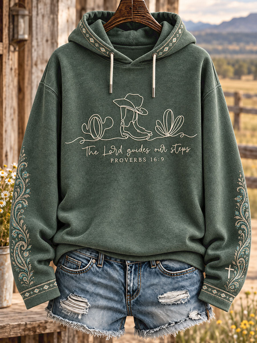 Women's Retro Westren Style Faith Lover Art Printed Hoddie