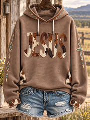 Women's Retro Westren Style Faith Lover Art Printed Hoddie