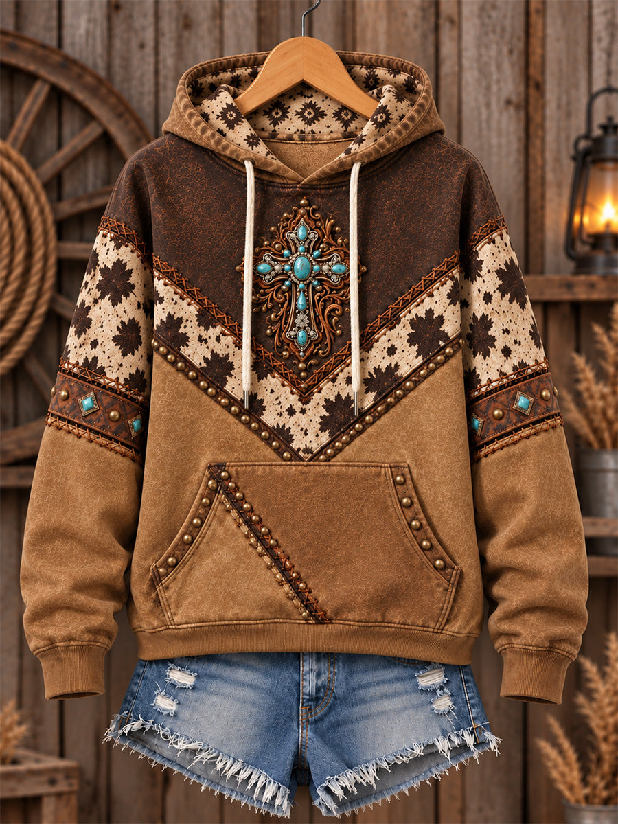 Women's Christian Cross Print Hoodie