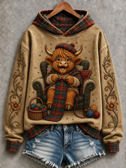 Women's Cute Highland Cow Art Hoodie