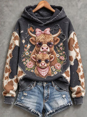 Women's Cute Highland Cow Art Hoodie