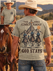 Men's Retro Western Style Faith Lover Art Printed T-shirt