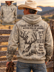 Men's Retro Western Style Faith Lover Art Printed Hoodie