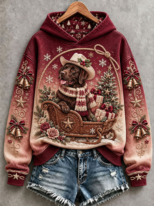 Women's Western-Style Christmas Labrador Hoodies