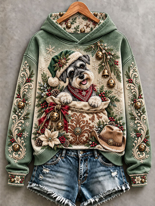 Women's Western-Style Christmas Schnauzer Hoodies