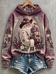 Women's Western Santa Claus Print Hoodies