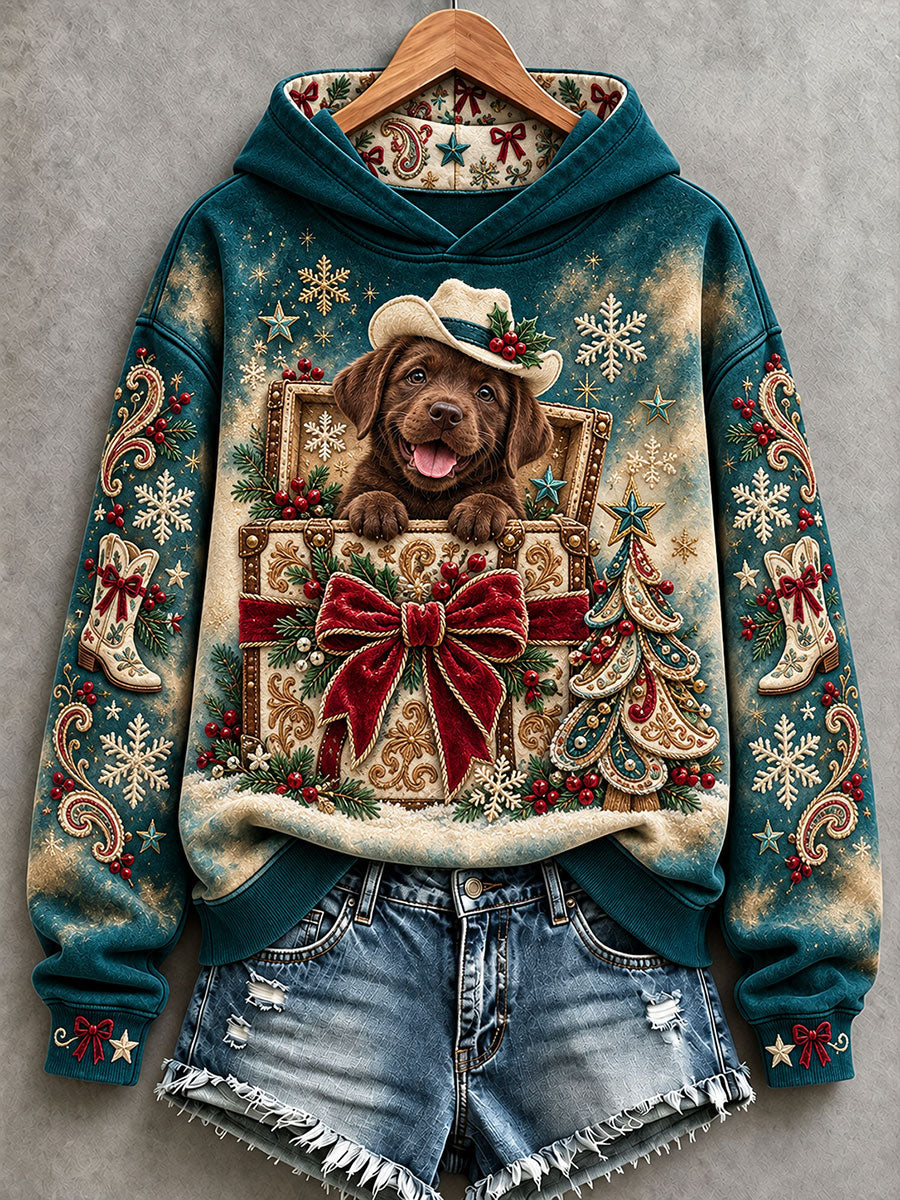 Women's Western-Style Christmas Labrador Hoodies