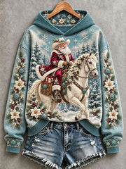 Women's Western Santa Claus Print Hoodies