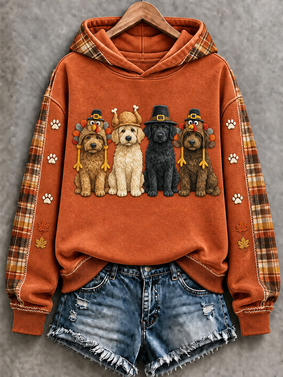 Women's Thanksgiving Dog Print Regular Sweatshirt
