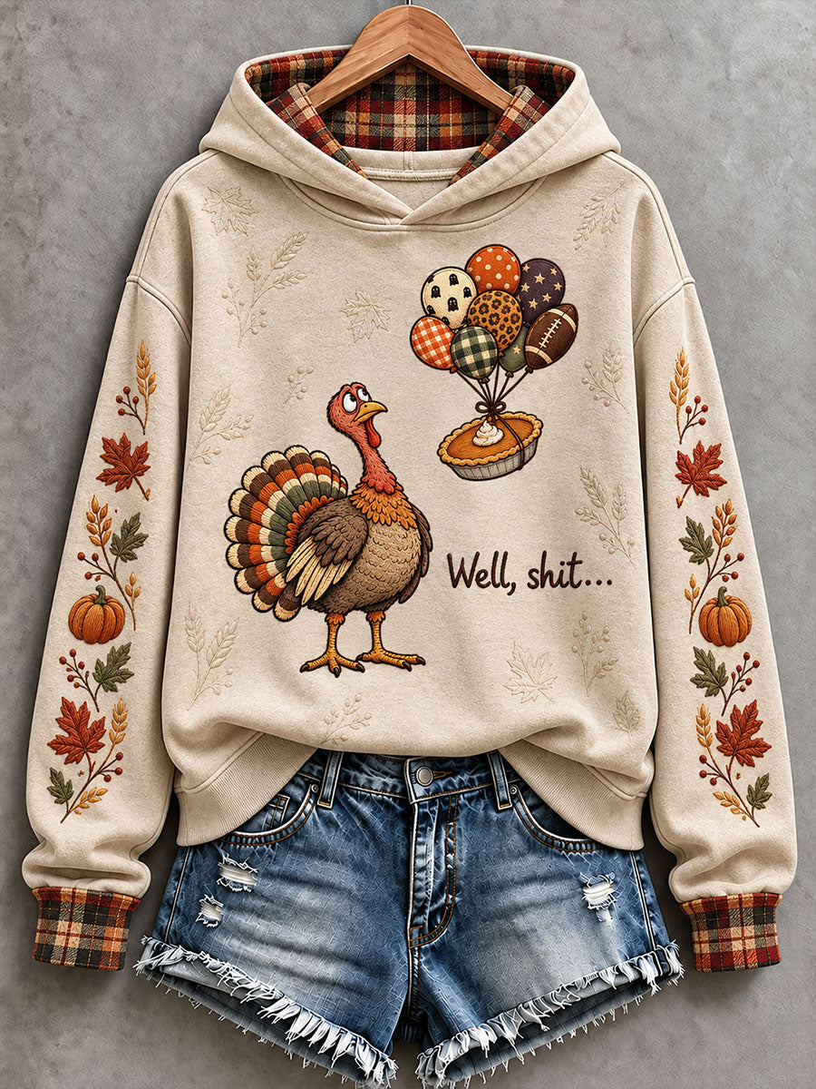 Women's Well Shit Fun Thanksgiving Print Regular Sweatshirt