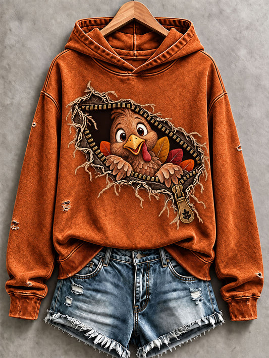 Women’s Thanksgiving Print Casual Hoodie