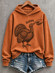Women's Boop Turkey Fun Thanksgiving Print Regular Sweatshirt