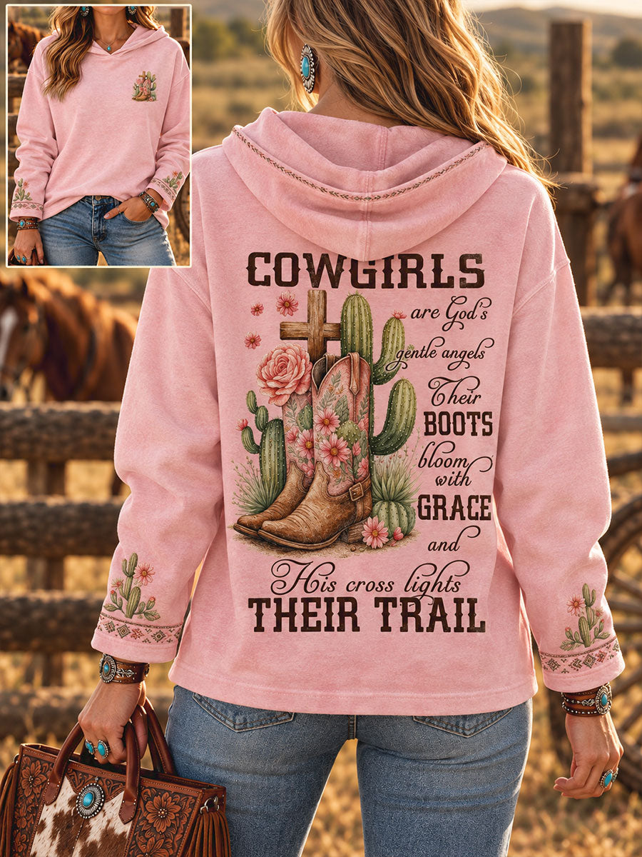 Women's Vintage Western Style Faith Lover Art Printed Hoodie