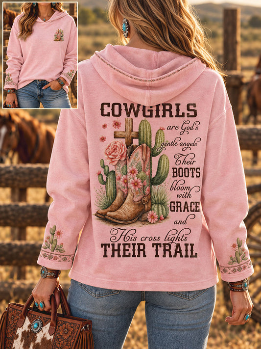 Women's Vintage Western Style Faith Lover Art Printed Hoodie