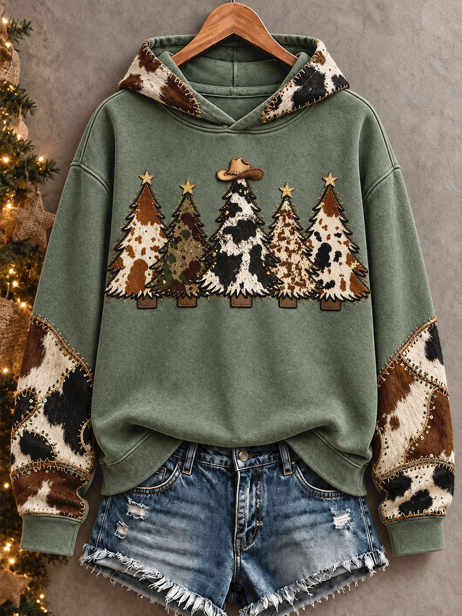 Women's Western Style Merry Christmas Art Printed Hoodie
