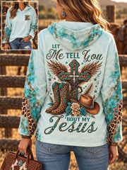 Women's Vintage Western Style Faith Lover Art Printed Hoodie