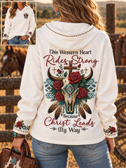 Women's Vintage Western Style Faith Lover Art Printed Hoodie