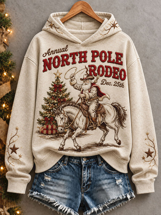 Women's Western Style Merry Christmas Art Printed Hoodie