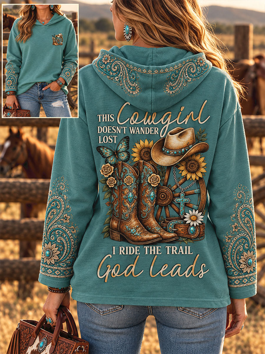 Women's Vintage Western Style Faith Lover Art Printed Hoodie