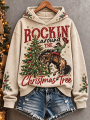 Women's Western Style Merry Christmas Art Printed Hoodie