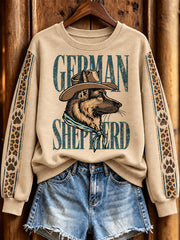 Women's Western-style German Shepherd Dog Pattern Printed Casual Regular Sweatshirt