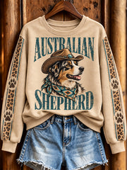 Women's Western-style Australian Shepherd Pattern Printed Casual Regular Sweatshirt