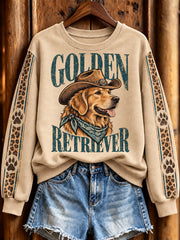 Women's Western-style Golden Retriever Pattern Printed Casual Regular Sweatshirt