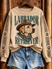 Women's Western-style Labeador Retriever pattern printed casual sweatshirt