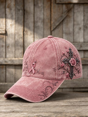 Corss and Pink Charity Ribbon Pattern Design Casual Unisex  Hat
