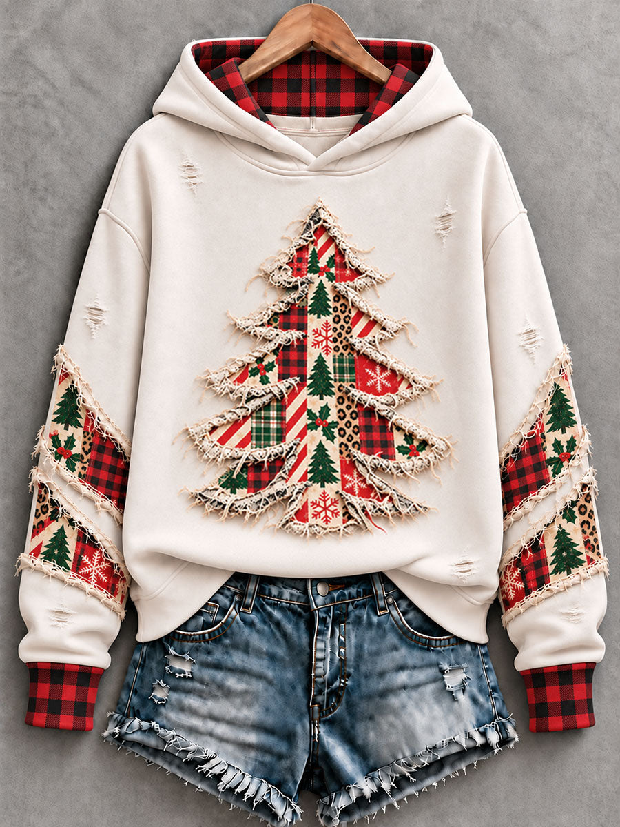 Women's  Vintage Christmas Tree  Art Regular Hoodie