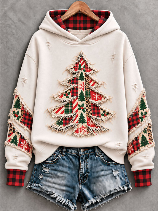 Women's  Vintage Christmas Tree  Art Regular Hoodie