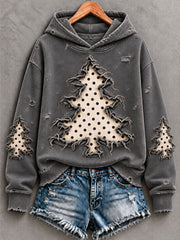 Women's  Vintage Christmas Tree  Art Regular Hoodie