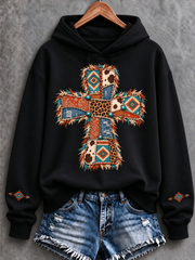 Women's Western Faith Cross Printed Regular Sweatshirt