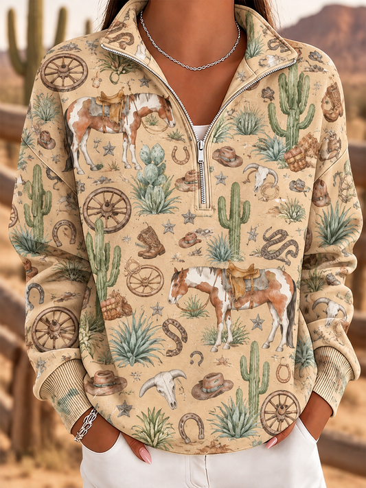 Women's Western-style horse print Sweatshirt