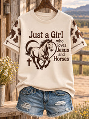 Women's Western Style Faith Lover Horses Christian Printed T-shirt
