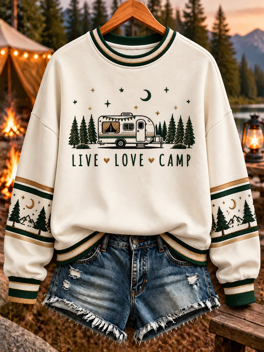 Women's Camping Print Sweatshirt