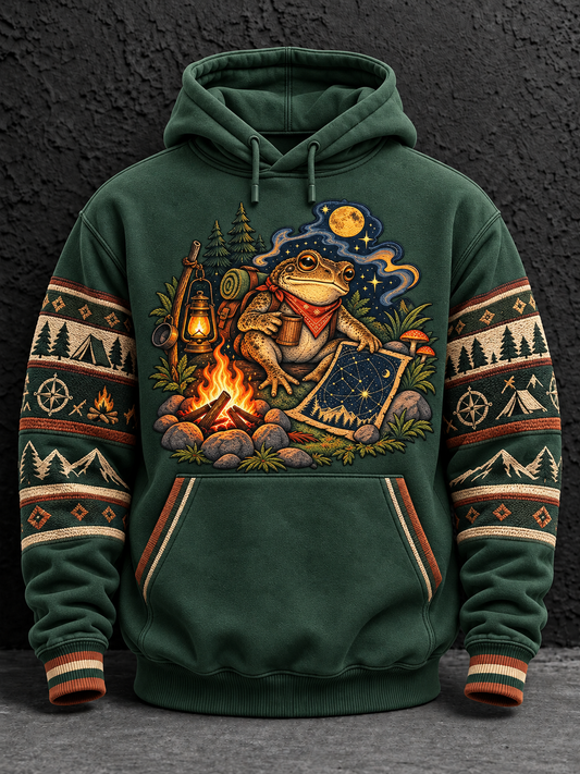 Men's Camping Oversized Drop-Shoulder Hoodie With Pockets