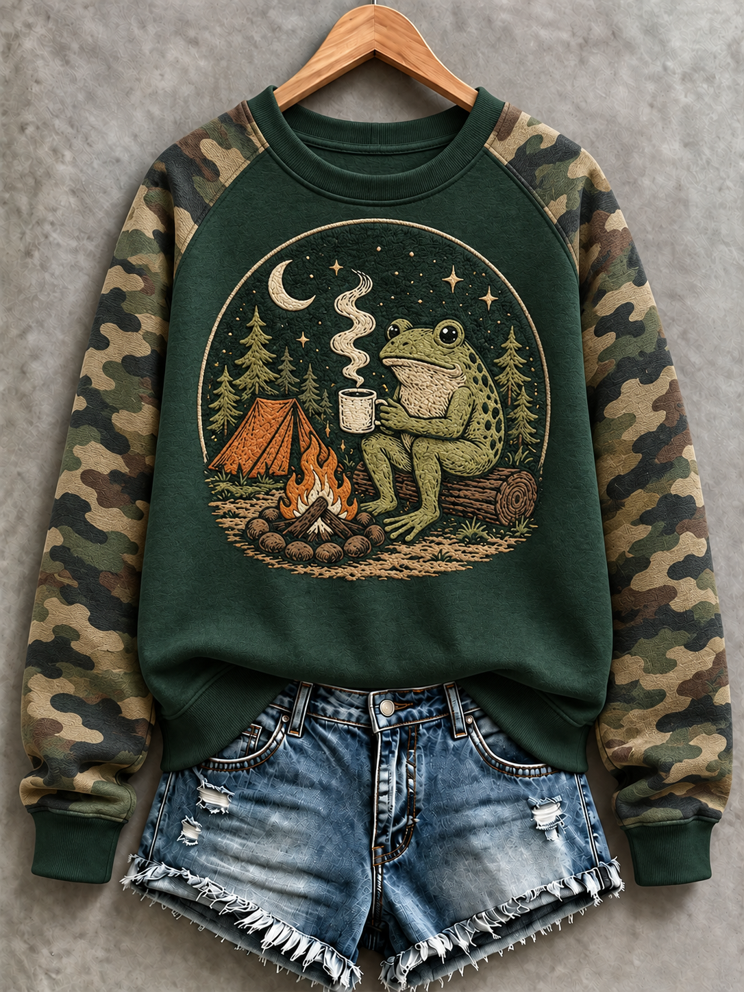 Women's Camping Raglan Sleeve Sweatshirt