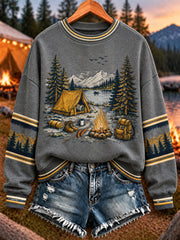 Women's Camping Print Sweatshirt