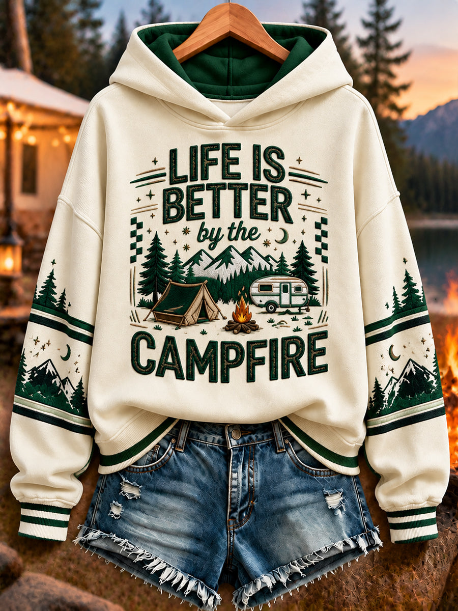 Women's Camping Print Sweatshirt