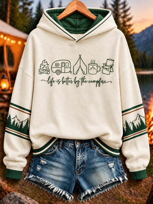 Women's Camping Print Sweatshirt