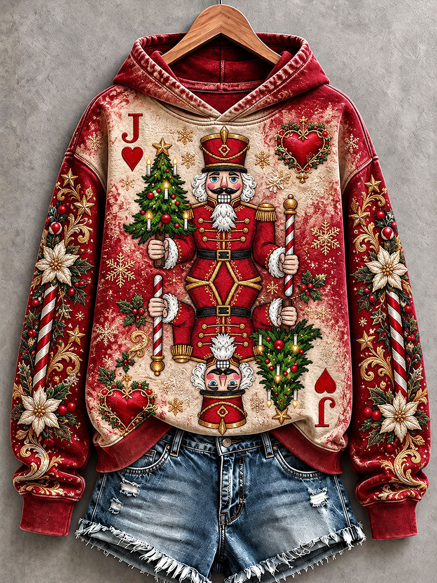 Women's Christmas Nutcracker & Jack of Hearts Playing Card Hoodies