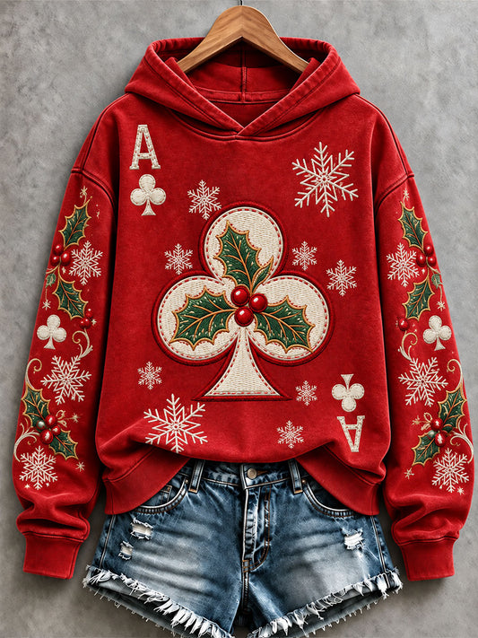Women's Christmas Reindeer & Jester Playing Card Hoodies