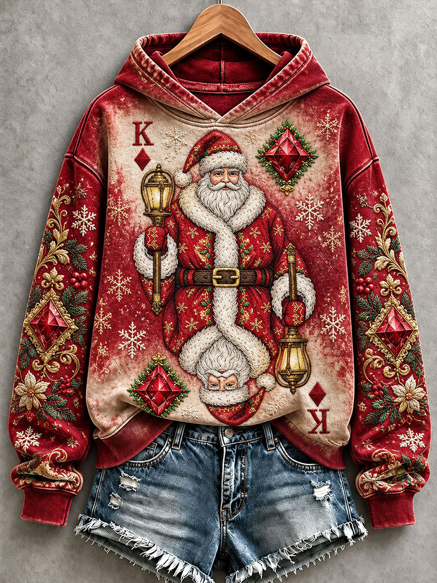 Women's Santa Claus King Playing Card Hoodies