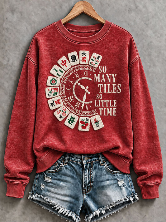 Women's So Many Tiles So Little Time Christmas Mahjong Casual Sweatshirt