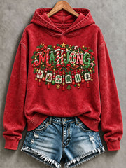 Women's Christmas Mahjong Print Casual Hoodie
